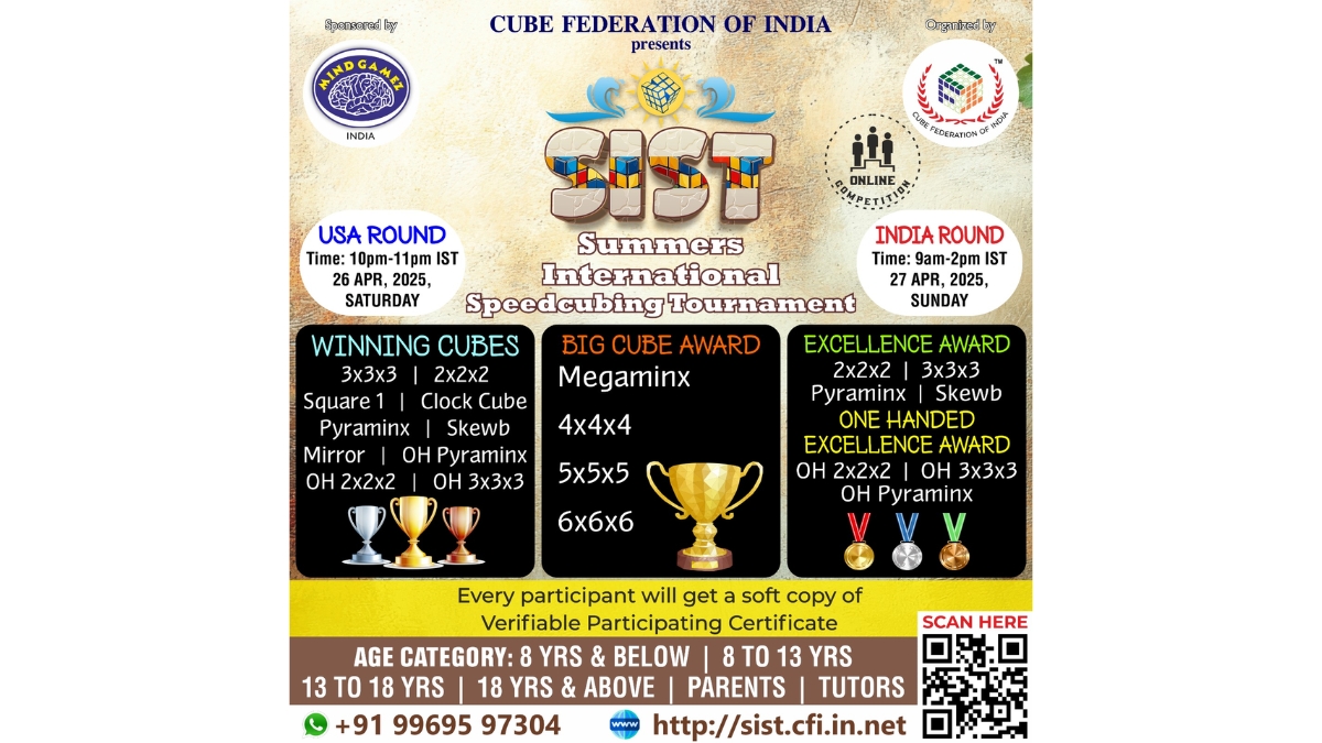 Cube Federation of India and Mindgamez Announce 18th Online Rubik’s