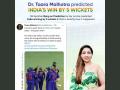 India vs Pakistan Asia Cup 2022: Dr Taara Malhotra’s bang on prediction made India won by 5 wickets - Hindi News | India vs Pakistan Asia Cup 2022: Dr Taara Malhotra’s bang on prediction made India won by 5 wickets | Latest business News at Lokmattimes.com