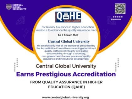 Central Global University Receives Prestigious Accreditation From QAHE, Ensuring Quality Education Globally | Central Global University Receives Prestigious Accreditation From QAHE, Ensuring Quality Education Globally