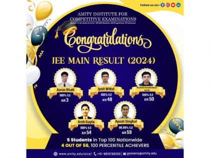 Amity Institute of Competitive Examinations (AICE) Celebrates Outstanding Performance in JEE Main 2024 | Amity Institute of Competitive Examinations (AICE) Celebrates Outstanding Performance in JEE Main 2024