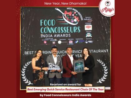 Ajay’s Takeaway Food Recognized as Best Emerging QSR Chain by Food Connoisseurs India Awards | Ajay’s Takeaway Food Recognized as Best Emerging QSR Chain by Food Connoisseurs India Awards