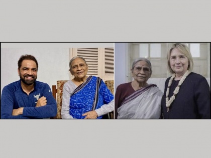 Hillary Clinton and Jay Patel pay homage to Elaben Bhatt | Hillary Clinton and Jay Patel pay homage to Elaben Bhatt