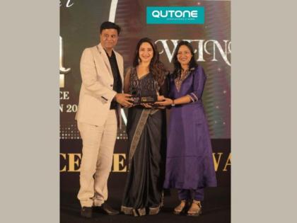 Qutone Tiles is presented by “Most Trusted Tile Brand” by Actor Madhuri Dixit at GEA 2023 | Qutone Tiles is presented by “Most Trusted Tile Brand” by Actor Madhuri Dixit at GEA 2023