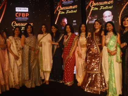 Manju Yagnik walks the ramp along  with 55 women leaders to support  Cancer Patients at a fashion show organized by Shaina NC | Manju Yagnik walks the ramp along  with 55 women leaders to support  Cancer Patients at a fashion show organized by Shaina NC