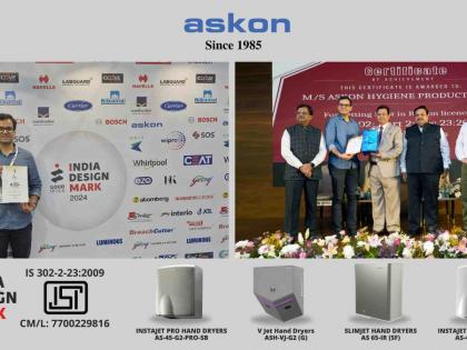 Askon Becomes India’s First Company With BIS Certification (ISI Mark) And India Design Mark For Hand Dryers | Askon Becomes India’s First Company With BIS Certification (ISI Mark) And India Design Mark For Hand Dryers Askon Becomes India’s First Company With BIS Certification (ISI Mark) And India Design Mark For Hand Dryers | Askon Becomes India’s First Company With BIS Certification (ISI Mark) And India Design Mark For Hand Dryers