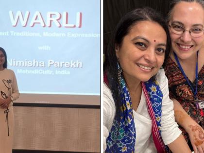 Nimishaben Parekh praised for adding Warli art into her designs at the Mehndi Conference in London | Nimishaben Parekh praised for adding Warli art into her designs at the Mehndi Conference in London Nimishaben Parekh praised for adding Warli art into her designs at the Mehndi Conference in London | Nimishaben Parekh praised for adding Warli art into her designs at the Mehndi Conference in London