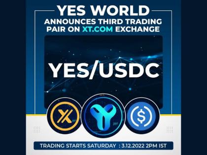 YES WORLD Token announces YES/USDC Trading Pair on XT.com Exchange | YES WORLD Token announces YES/USDC Trading Pair on XT.com Exchange