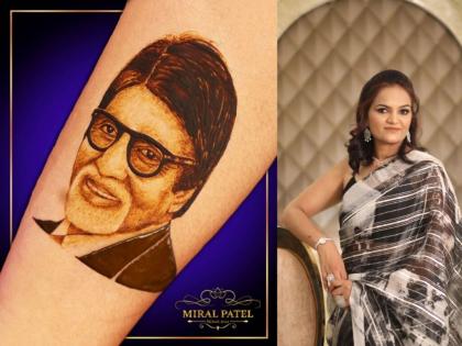 A unique tribute to Big B by Miral Patel, etches his face using mehndi | A unique tribute to Big B by Miral Patel, etches his face using mehndi