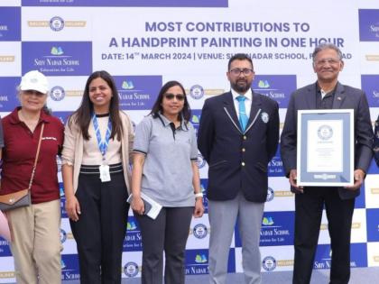 Shiv Nadar School Sets a New GUINNESS WORLD RECORDS (TM) title for the Most Contributions to Handprint Painting in One Hour with the Aim to Promote Water Conservation | Shiv Nadar School Sets a New GUINNESS WORLD RECORDS (TM) title for the Most Contributions to Handprint Painting in One Hour with the Aim to Promote Water Conservation Shiv Nadar School Sets a New GUINNESS WORLD RECORDS (TM) title for the Most Contributions to Handprint Painting in One Hour with the Aim to Promote Water Conservation | Shiv Nadar School Sets a New GUINNESS WORLD RECORDS (TM) title for the Most Contributions to Handprint Painting in One Hour with the Aim to Promote Water Conservation