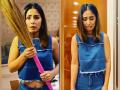Photos: छलका हिना खान का दर्द, कहा- लॉकडाउन में जमकर काम करवा रही हैं मां - Hindi News | hina khan doing broom in lockdown the actress was seen crying see pic | Latest bollywood Photos at Lokmatnews.in
