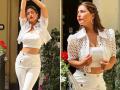 Hina Khan look stunning in white bell bottom jeans, see pics - Hindi News | Hina Khan look stunning in white bell bottom jeans, see pics | Latest entertainment Photos at Lokmattimes.com