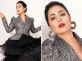 परी हूॅं मैं! Hina Khanचे काळ्या रंगाच्या गाउनमध्ये खुललं सौंदर्य, फोटोमध्येही दिसला खास अंदाज - Marathi News | Hina Khan did a glamorous photoshoot done in a black color gown with grey blazer see photos | Latest filmy Photos at Lokmat.com