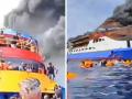 Indonesia Ferry Fire: बीच समुद्र में लगी आग, सैकड़ों लोग सवार, 284 यात्रियों और चालक दल को बचाया, 5 की मौत, देखिए हॉरर वीडियो - Hindi News | Indonesia Horror Sea fire broke out KM Barcelona VA ferry middle sea hundreds people board 284 passengers crew rescued 5 died watch horror video | Latest world News at Lokmatnews.in