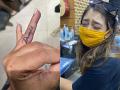 SEE PICS! Niti Taylor gets her husband's name tattooed on her finger - Hindi News | SEE PICS! Niti Taylor gets her husband's name tattooed on her finger | Latest entertainment Photos at Lokmattimes.com