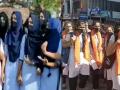 Hijab Controversy: कर्नाटक में हिजाब विवाद, भगवा स्कार्फ पहनकर छात्राओं का मार्च, लगाए "जय श्री राम" के नारे, देखें वीडियो - Hindi News | | Latest india News at Lokmatnews.in