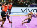 Pro Kabaddi League 2022: प्रतीक के 13 अंक के दम पर गुजरात जायंट्स ने यू मुंबा को 38-36 से हराया, ये टीम 74 अंक के साथ पहले नंबर पर, देखें लिस्ट - Hindi News | Pro Kabaddi League 2022 Prateek Dahiya scored 13 points Gujarat Giants beat U Mumba 38-36 Jaipur Pink Panthers number one 74 points see list | Latest other-sports News at Lokmatnews.in
