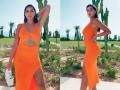 Nora Fatehi raises temperature in orange body hugging dress, see pics - Hindi News | Nora Fatehi raises temperature in orange body hugging dress, see pics | Latest entertainment Photos at Lokmattimes.com