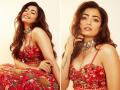 Rashmika Mandanna shares pictures in red lehenga, see pics - Hindi News | Rashmika Mandanna shares pictures in red lehenga, see pics | Latest entertainment Photos at Lokmattimes.com