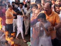 तस्वीरों में देखें भय्यू महाराज के अंतिम यात्रा से लेकर मुखाग्नि तक का सफर - | Bhayyu Maharaj Funeral no top leaders went to attend ceremony | Latest india Photos at Lokmatnews.in