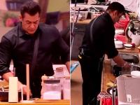 जब बिग बॉस के घर में सफाई करने पहुंचे सलमान खान, तो ऐसा था घर का माहौल, देखें तस्वीरें - | Bigg boss 13 weekend ka vaar salman khan cleaning bigg boss house clean kitchen to toilet, see pics | Latest television Photos at Lokmatnews.in