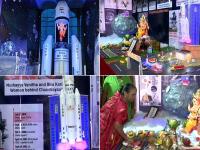 चंद्रयान-2 के रंग में रंगे गणपति बप्पा, भक्तों ने कुछ यूं किया सेलिब्रेशन - | Chandrayaan-2: Lord Ganpati pandal Ganesh Chaturthi 5 feet tall Ganesha idol miniature satellite mumbai telangana | Latest india Photos at Lokmatnews.in
