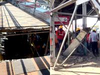 भोपाल रेलवे स्टेशन पर ओवर ब्रिज का हिस्सा गिरा, 9 लोग घायल, देखे तस्वीर - | bhopal railway station Slabs of a foot over bridge collapses and 9 people injured, see pics | Latest india Photos at Lokmatnews.in