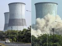 गुजरात: गांधीनगर में गिराए गए 42 साल पुराने दो कूलिंग टॉवर, देखें तस्वीरें - | Gujarat: 42-year-old two cooling towers dropped in Gandhinagar, see photos | Latest india Photos at Lokmatnews.in