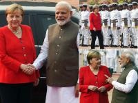 Pics: जर्मनी की चांसलर एंजेला मर्केल का राष्ट्रपति भवन में भव्य स्वागत, पीएम मोदी ने ऐसे की अगवानी - | Pics: German Chancellor Angela Merkel grand welcome by PM narendra modi in president house | Latest india Photos at Lokmatnews.in