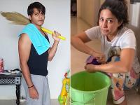 कोरोना के कहर के बीच इस अंदाज में घर में निजी वक्त गुजार रहे हैं टीवी के सितारे, कोई झाड़ू तो कोई पोछा लगाते आया नजर - | coronavirus lockdown prachi desai karanvir bohra kamya panjabi hina khan photos viral see pics | Latest television Photos at Lokmatnews.in