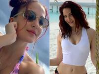 PHOTOS: एली अवरामने शेअर केले मालदीव व्हॅकेशनचे फोटो, दिसली ग्लॅमरस अंदाजात - Marathi News | Elli Avram latest maldives holiday photos and images goes trending | Latest filmy Photos at Lokmat.com