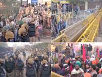 PHOTOS: किसानों के प्रदर्शन की तस्वीरें, भारी संख्या में दिल्ली-हरियाणा बॉर्डर पर सुरक्षाबलों की तैनाती - | Farmers protest Photos Heavy security deployment at singhu border delhi haryana tikri border where protesting farmers | Latest india Photos at Lokmatnews.in