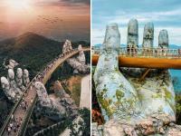 समुद्र तल से 1400 मीटर ऊपर 'ईश्वर' के हाथों में टिका है ये पुल, तस्वीरें हुई वायरल - | Vietnam's golden bridge in the hands of god photos goes viral on social media, amazing pics | Latest weird Photos at Lokmatnews.in