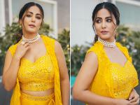 हिना खान ने पीले रंग के लहंगा-चोली पहन ढाया कहर, इंटरनेट में छाई तस्वीरें - | Hina Khan wreaked havoc wearing a yellow lehenga-choli pictures in the internet | Latest television Photos at Lokmatnews.in