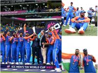 PHOTOS: जीत की खुशी,आंखों में आंसू, टी20 वर्ल्डकप जीतने के बाद टीम इंडिया की ये हैं दस खूबसूरत तस्वीरें - | Photos: Joy of victory, tears in eyes, these are ten beautiful pictures of Team India after winning the T20 World Cup | Latest other-sports Photos at Lokmatnews.in