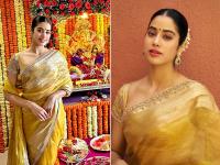 Ganesh Chaturthi 2023: गणेश चतुर्थी पर साड़ी में जाह्नवी कपूर का ट्रेडिशनल लुक, देखें तस्वीरें - | Janhvi Kapoor Stunning Look in Saree Goes Viral on Ganesh Chaturthi 2023 | Latest bollywood Photos at Lokmatnews.in