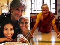 तरुणांनाही लाजवेल असा उत्साह! मिलिंद सोमणच्या 81 वर्षांच्या आईचा पुशअप्स मारतानाचा व्हिडिओ होतोय व्हायरल - Marathi News | Milind Soman Mother Usha soman push ups video viral on her 81st birthday see photos | Latest filmy Photos at Lokmat.com