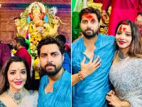 गणपति के दर्शन करने लालबाग पहुंचीं मोनालिसा, पति संग लिया बप्पा का आशीर्वाद - | bhojpuri actress monalisa take blessing of lalbaugcha raja with her husband vikrant see photos | Latest television Photos at Lokmatnews.in