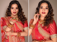 लाल जोड़े में दुल्हन की तरह सजीं दिखीं मोनालिसा, तस्वीरें देख फैंस के उड़े होश - | Monalisa was seen dressed like a bride in a red couple fans were blown away after seeing the pictures | Latest bhojpuri Photos at Lokmatnews.in