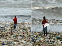 मुंबई: अरब सागर के किनारे लगा कूड़े का अम्बार, सागर ने उगल दिया इंसानों का 'पाप' - | Mumbai Arabian sea garbage images will break your heart pollution is all time high | Latest india Photos at Lokmatnews.in