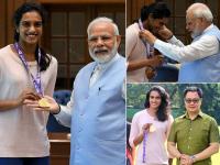 गोल्ड मेडल जीतने के बाद PM मोदी से मिलीं पीवी सिंधु, सरकार ने दिया इतने लाख का इनाम | PV Sindhu meet Prime minister narendra modi, government announced 1 million reward money to her see images | Latest badminton Photos at Lokmatnews.in