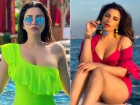 PHOTOS: शमा सिंकदरने ग्रीन स्विमसूटमध्ये शेअर केला ग्लॅमरस फोटो, See Pics - Marathi News | Shama sikander in green monokini photos goes viral on social media see pics | Latest filmy Photos at Lokmat.com