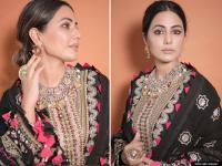 हिना खान का ब्लैक कढ़ाईदार सूट में दिखा दिलकश अंदाज, वायरल तस्वीरें बटोर रही हैं सुर्खियां - | Hina Khan shares glamorous photos in black embroidered suit images goes viral on social media | Latest television Photos at Lokmatnews.in