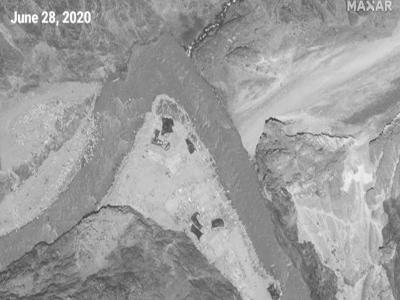 गलवान घाटी की 28 जून की सैटेलाइट तस्वीर ( फोटो सोर्स - Ndtv -MAXAR) गलवान घाटी की 28 जून की सैटेलाइट तस्वीर ( फोटो सोर्स - Ndtv -MAXAR)