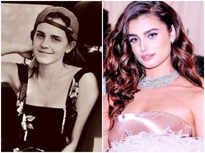 एम्मा वॉटसन (बाएं) और टेलर हिल एम्मा वॉटसन (बाएं) और टेलर हिल