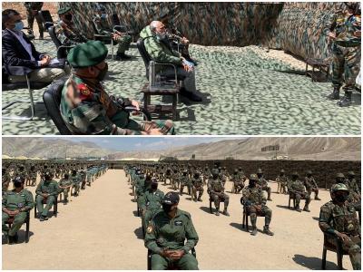 पीएम मोदी लेह में जवानों के साथ बात करते हुए। (तस्वीर DD News)