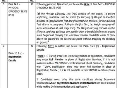 RRC द्वारा नोटिफिकेशन में किया गया बदलाव