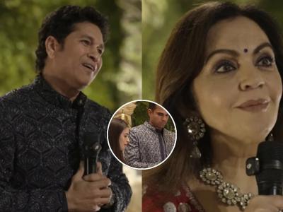 बेटा बड़ा हो गया है?, सचिन तेंदुलकर ने जामनगर में आयोजित प्री-वेडिंग पार्टी में बेटे अर्जुन के लिए भावुक भाषण दिया,  नीता और मुकेश अंबानी ने किया स्वागत, वीडियो