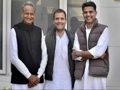 अशोक गहलोत,सचिन पायलट, और राहुल गांधी (फाइल फोटो)