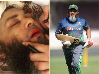 Video: Former pakistani cricketer mushtaq ahmed Daughter putting lipstick on father | पाकिस्तानी क्रिकेटर मुश्ताक अहमद के होंठों पर लगी लिपस्टिक, फैंस ने जमकर लताड़ा