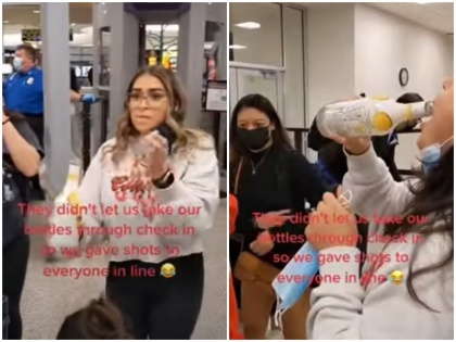 Women distributed liquor for free at us airport video viral | हवाई अड्डे पर महिलाओं ने मुफ्त में बांटी शराब, वीडियो हुआ वायरल; जानिए पूरा मामला